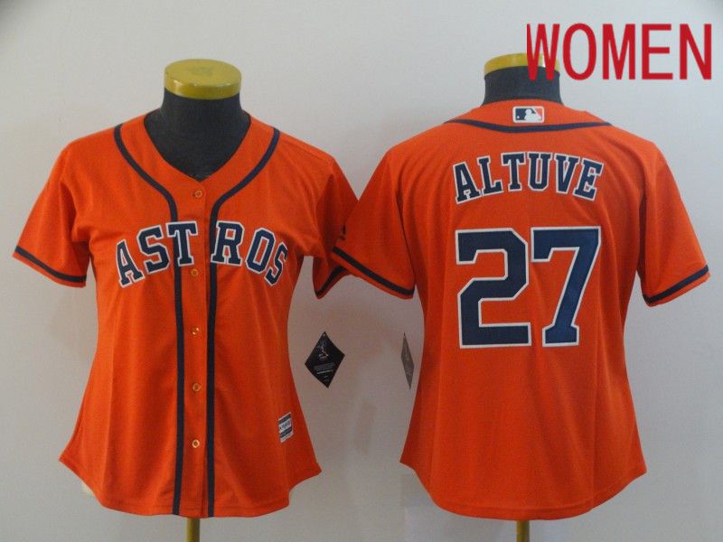 Women Houston Astros #27 Altuve Orange MLB Jerseys